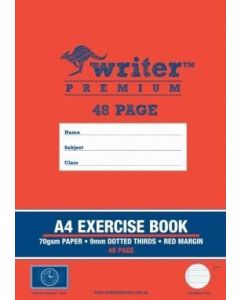 Writer Premium Exercise Book A4 48 Page 9MM Dotted Thirds With Margin *clearance item*