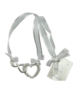 Bridal Diamante Silver Heart and Infinity Charm