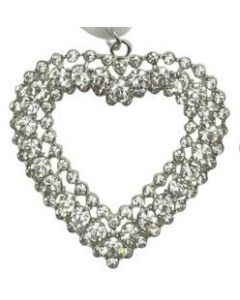 Wedding Keepsake Bridal Charm - Diamante 3 Row Open Heart Silver