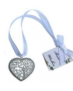 Wedding Keepsake Bridal Charm - Hollow Out Life Tree Heart Style Silver
