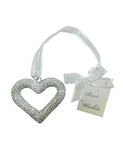 Bridal Micro Pave Style Diamante Open Heart Shape Charm