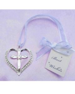 Wedding Keepsake Bridal Charm - Silver Heart & Cross 