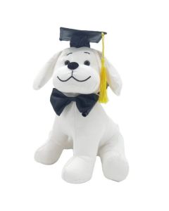 White Graduation Sitting Dog & Signature Pen, 25cm