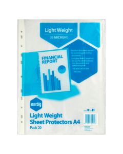 Marbig A4 Sheet Protectors Lightweight Pack of 20