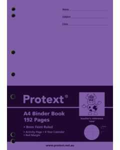 Protext A4 192pg 8mm Ruled Binder Book Assorted Colours * Clearance Item*