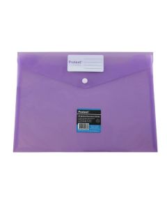 Protext A4 Document Wallets Button Closure Purple 