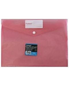 Protext A4 Document Wallets Button Closure Red (Min Order Qty 6)