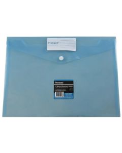 Protext A4 Document Wallets Button Closure Blue 