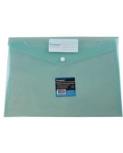 Protext A4 Document Wallets Button Closure Green 