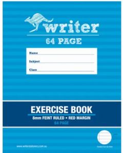 Writer 64 Page 8mm Ruled Exercise Book 225x175mm