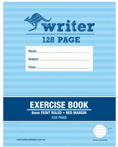 Writer 128 Page 8mm Ruled Exercise Book 225x175mm