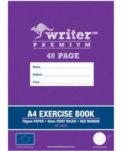 Writer Premium A4 48 Page 8mm Ruled Exercise Book 297x210mm