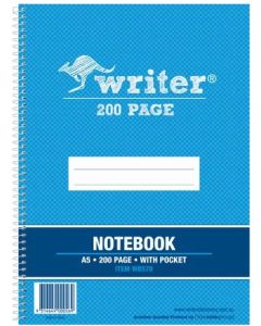 WRITER A5 200pg Note Book with Pocket 210 x 148mm